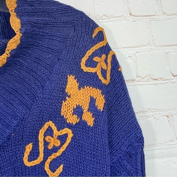 Vintage Jennifer Reed Hand Made MultiColor Embroidered Sweater Medium Christmas - Picture 9 of 14